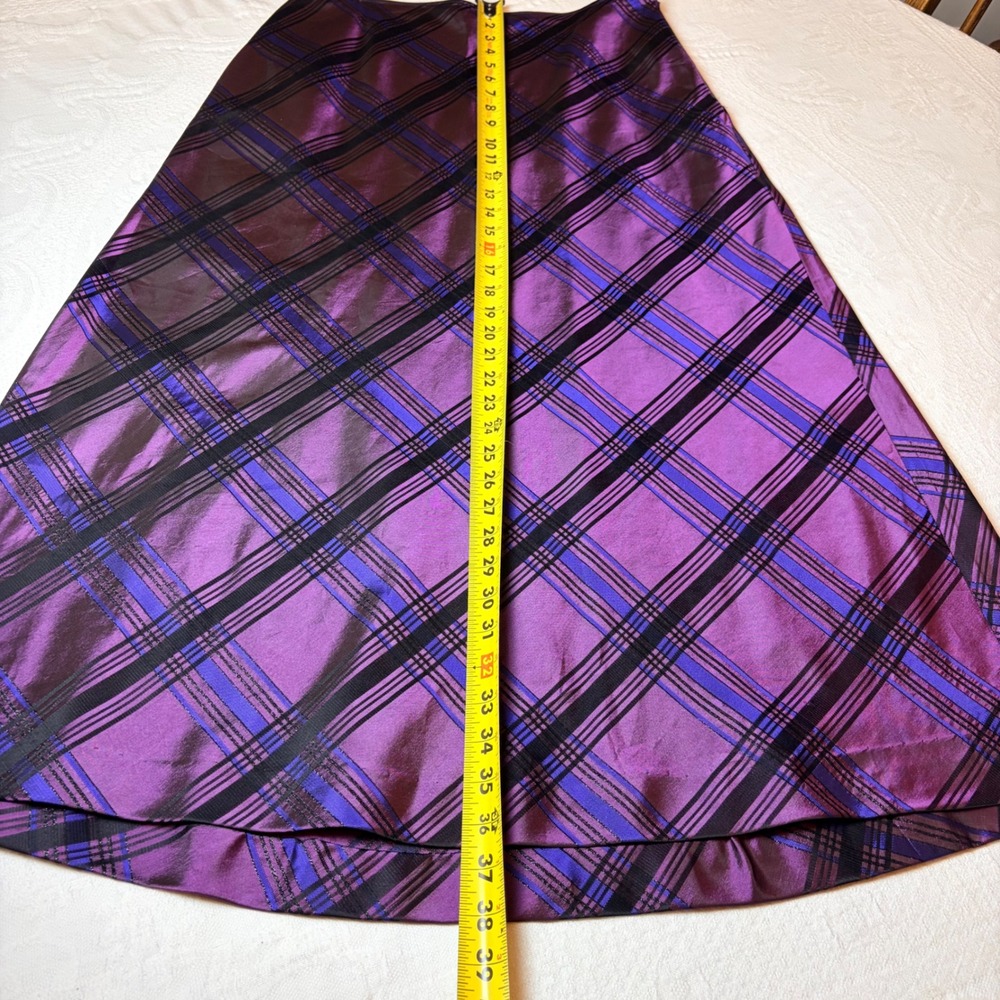 JS Boutique Purple Plaid Metallic Maxi Skirt Size 12 A-Line Formal Holiday - Picture 6 of 11